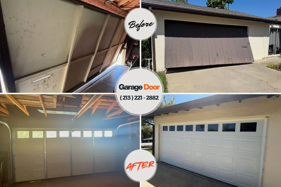 Before and after: garage door repair Winterville, NC